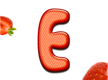 Strawberry Letter E 3D Text