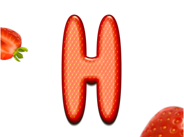 Strawberry Letter H 3D Text