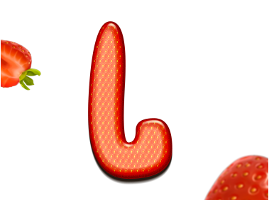 Strawberry Letter L 3D Text