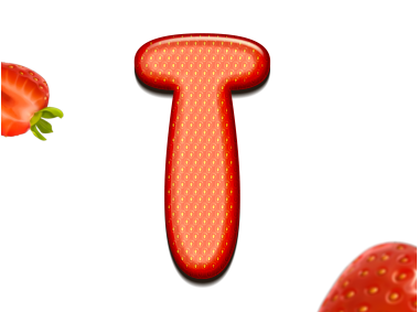 Strawberry Letters T 3D Text